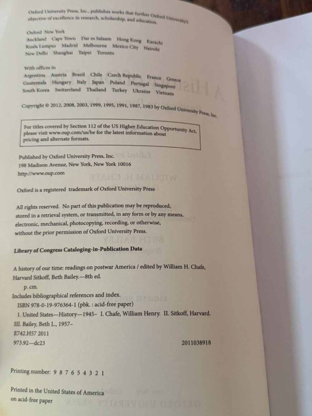 A History of Our Time: Readings on Postwar America by Chafe - Picture 3 of 5